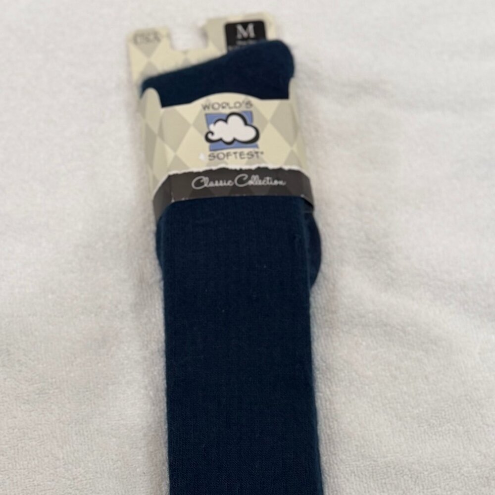 World's Softest Socks NWT Size M NAVY BLUE Knee High Classic